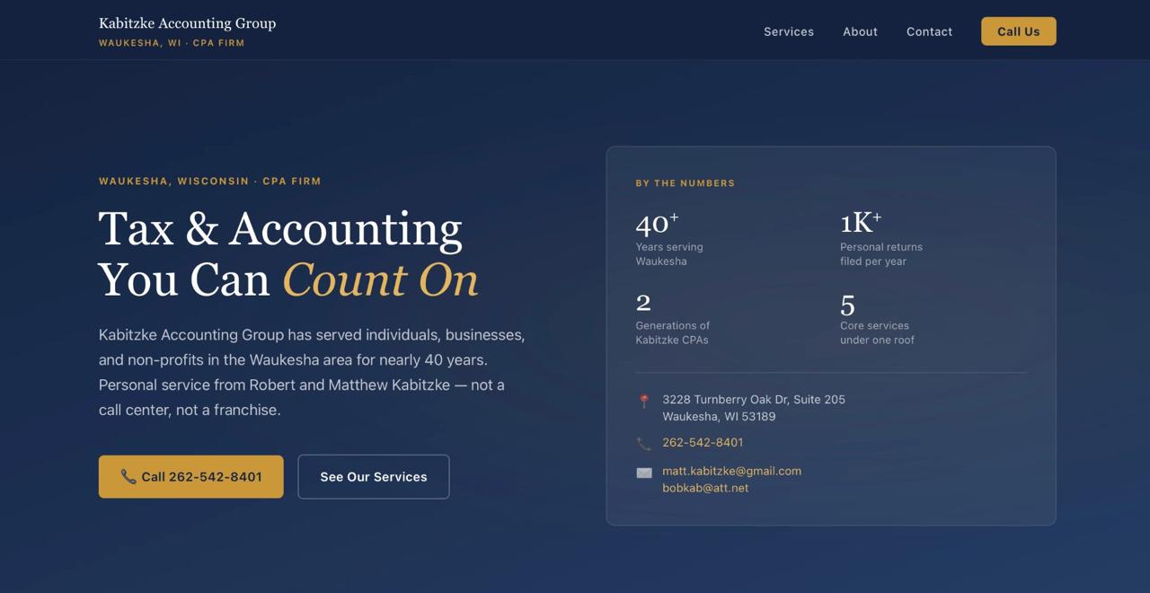 Kabitzke Accounting Group website screenshot